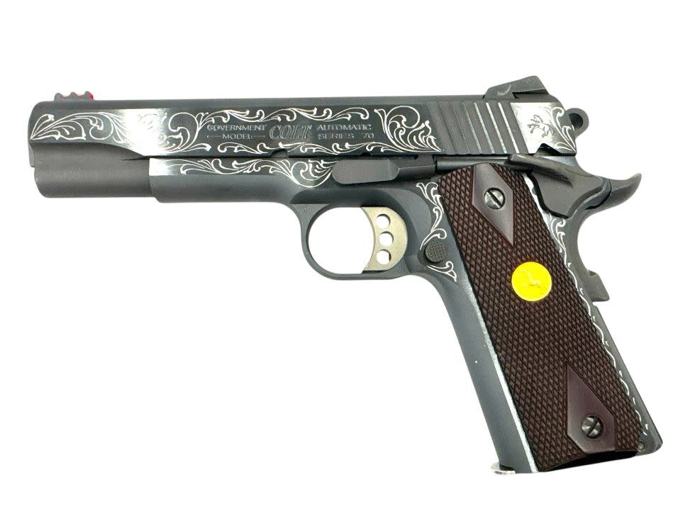 Colt Competition 45ACP, 1911, 5" Series 70, 8RD Pistol (Custom Engraved/Wood Grips)