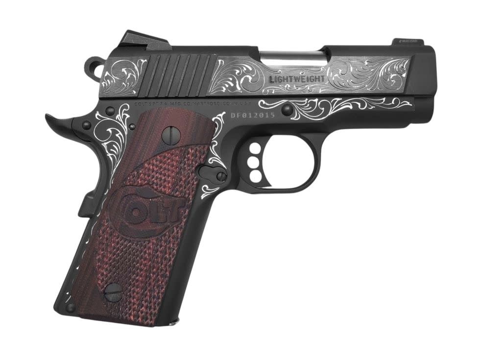 Colt, Defender, 45ACP, 1911, 3" Blued /BLK Cherry 7RD Pistol (Custom Engraved)