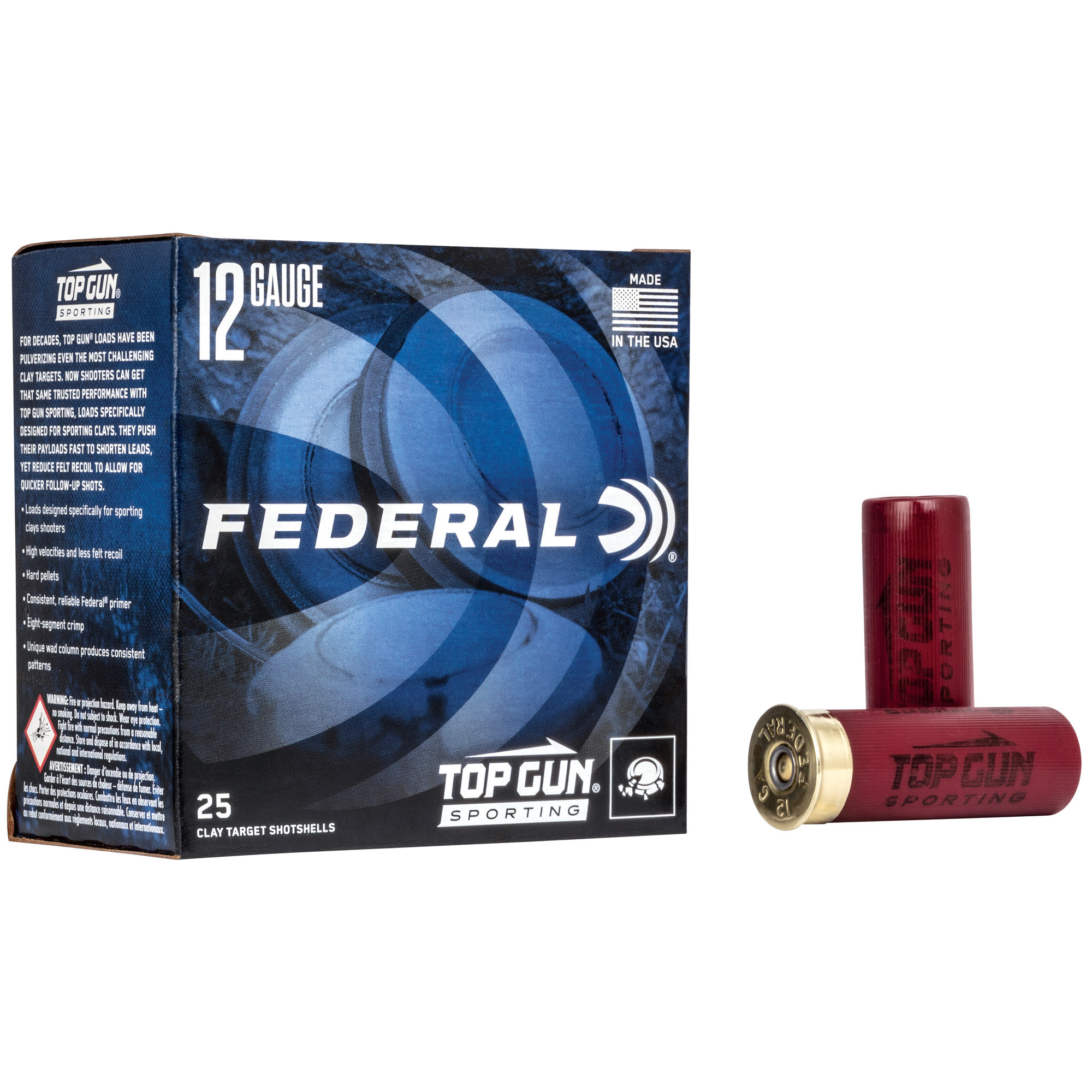 Federal, Top Gun Sporting, 12 Gauge 2.75", #8, 1 oz, 1,250 FPS 25 Round Box,