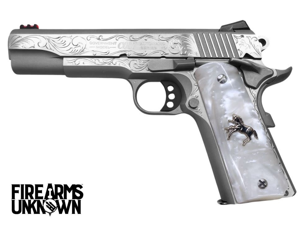 Colt, Competition, 45ACP, 1911, 5", SS, Series 70 Pistol (Custom Engraved / Pearl Grips)
