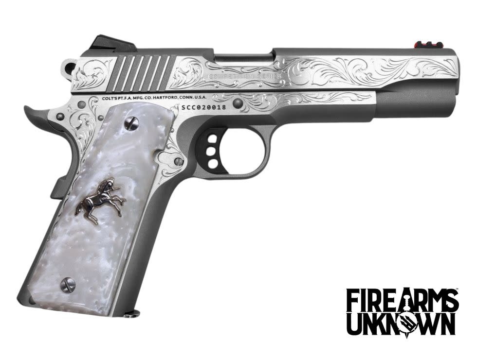 Colt, Competition, 45ACP, 1911, 5", SS, Series 70 Pistol (Custom Engraved / Pearl Grips)