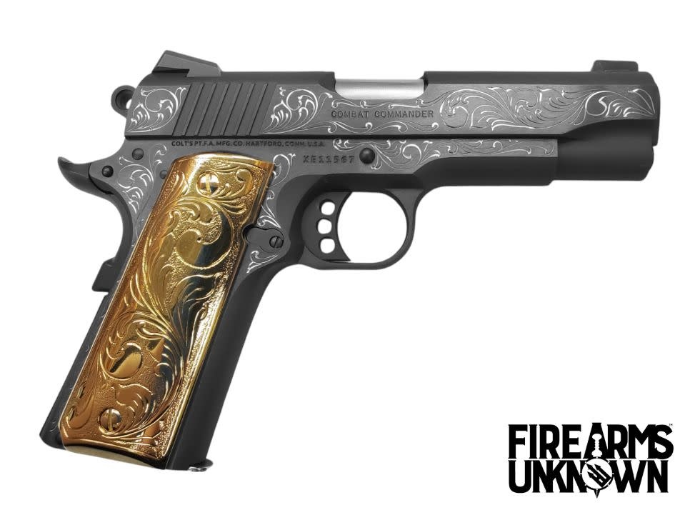 Colt Combat Commander, 45ACP, 1911, 4.25" 8RD Pistol (Custom Engraved/Ornate Grips)