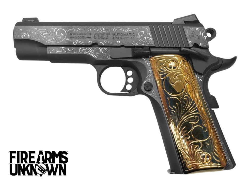 Colt Combat Commander, 45ACP, 1911, 4.25" 8RD Pistol (Custom Engraved/Ornate Grips)