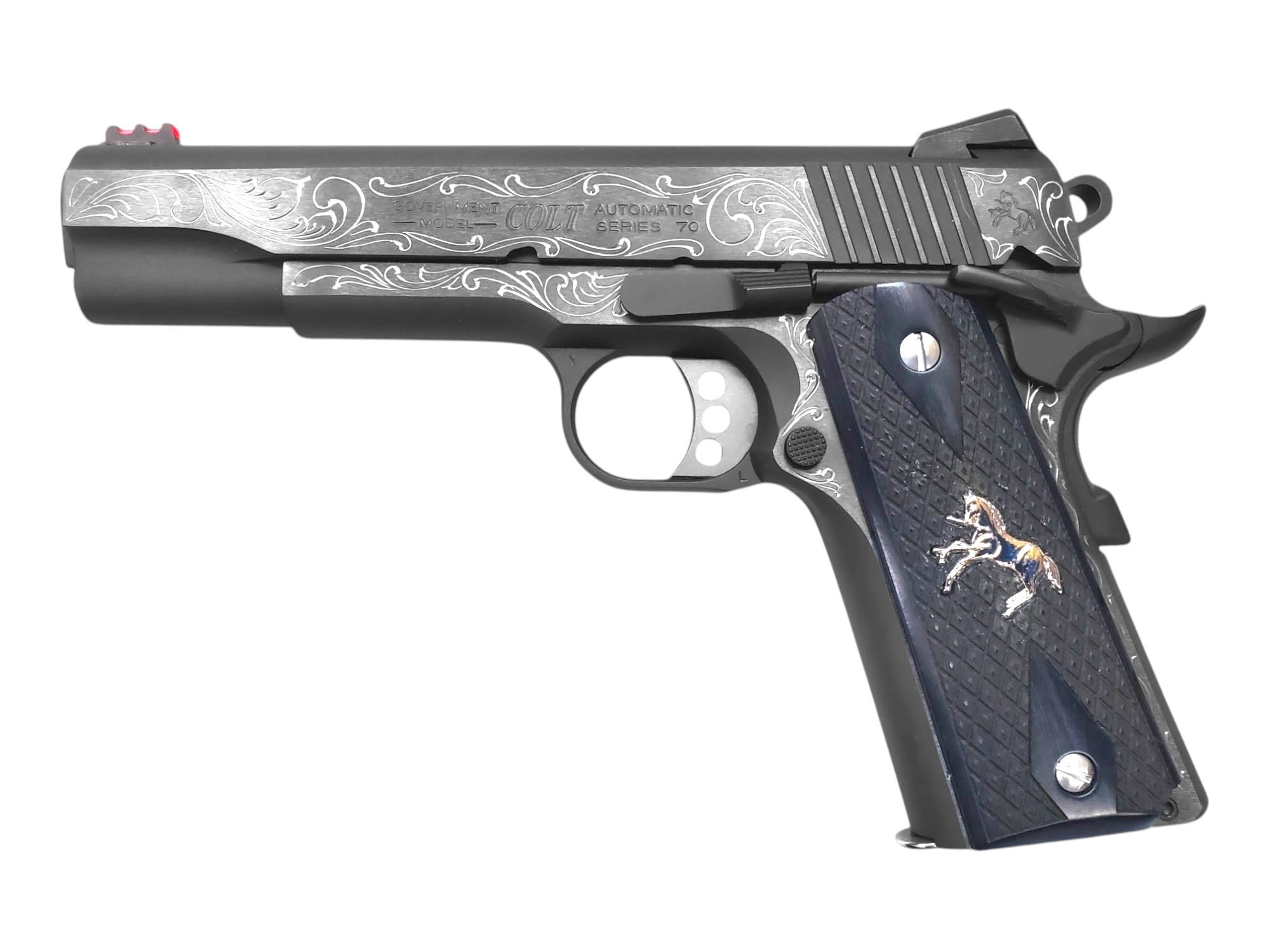 Colt, Competition 45ACP, 1911, 5" Series 70, 8Rnd Pistol (Custom Engraved/Wood Grips)