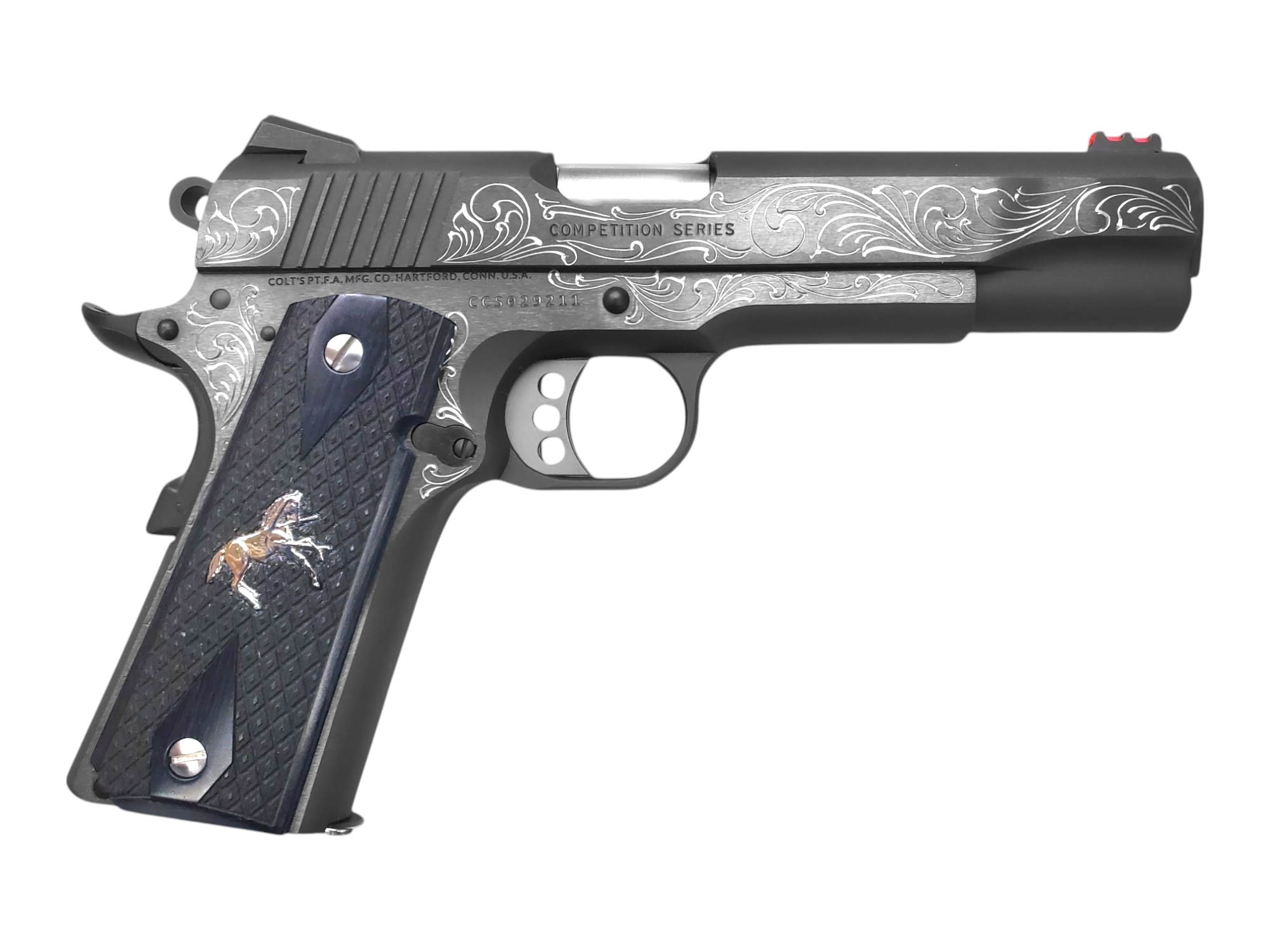 Colt, Competition 45ACP, 1911, 5" Series 70, 8Rnd Pistol (Custom Engraved/Wood Grips)