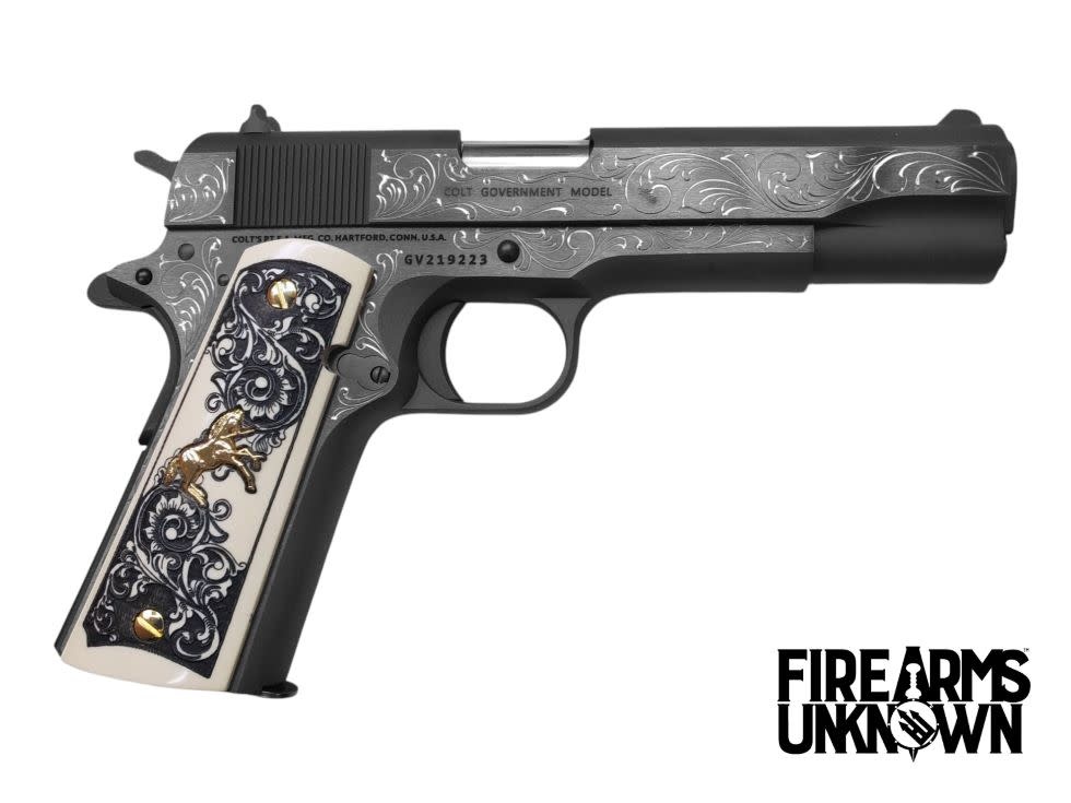 Colt, Classic, 45ACP, 1911, 5", Series 70, 7RD Pistol (Custom Engraved/Ornate Grips)