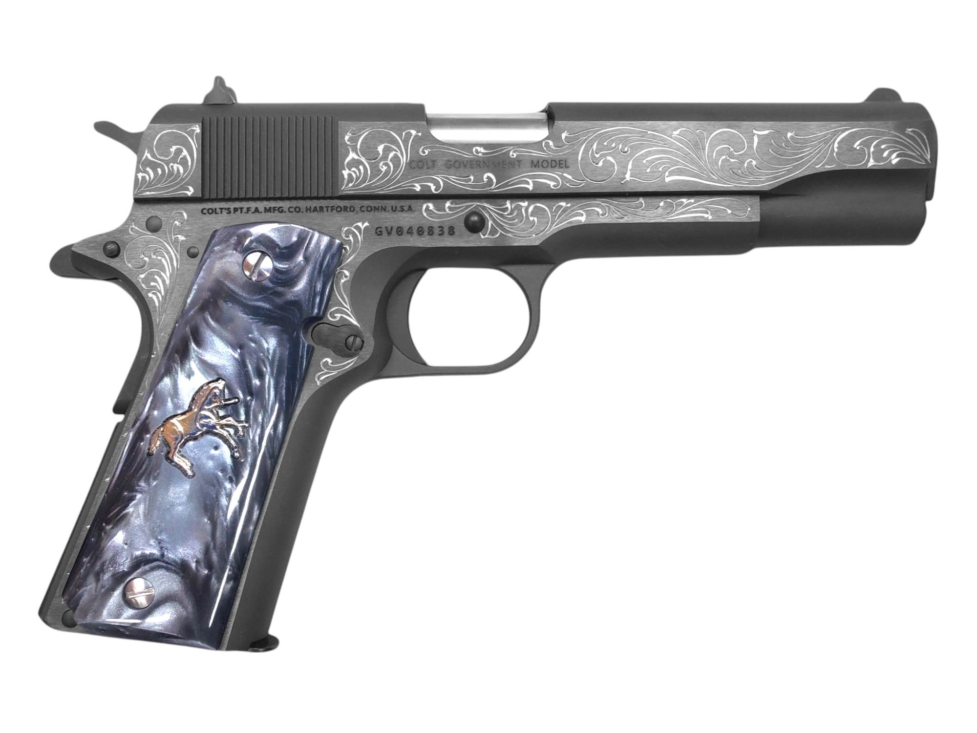 Colt, Classic, 45ACP, 1911, 5", Series 70, 7Rnd Pistol (Custom Engraved / Ornate Grips)