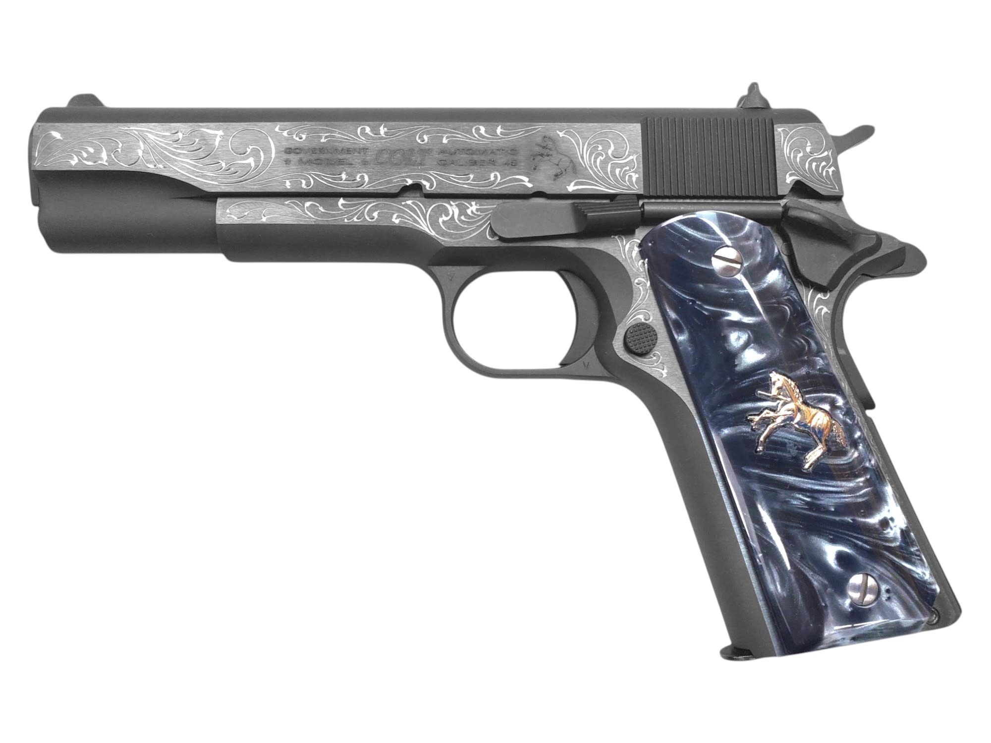 Colt, Classic, 45ACP, 1911, 5", Series 70, 7Rnd Pistol (Custom Engraved / Ornate Grips)