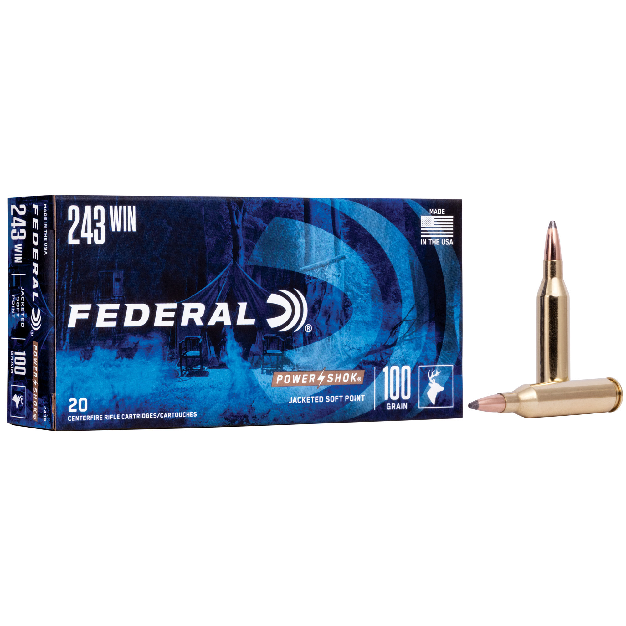 Federal, PowerShok, 243WIN, 100 Grain, Soft Point, 20 RND Box