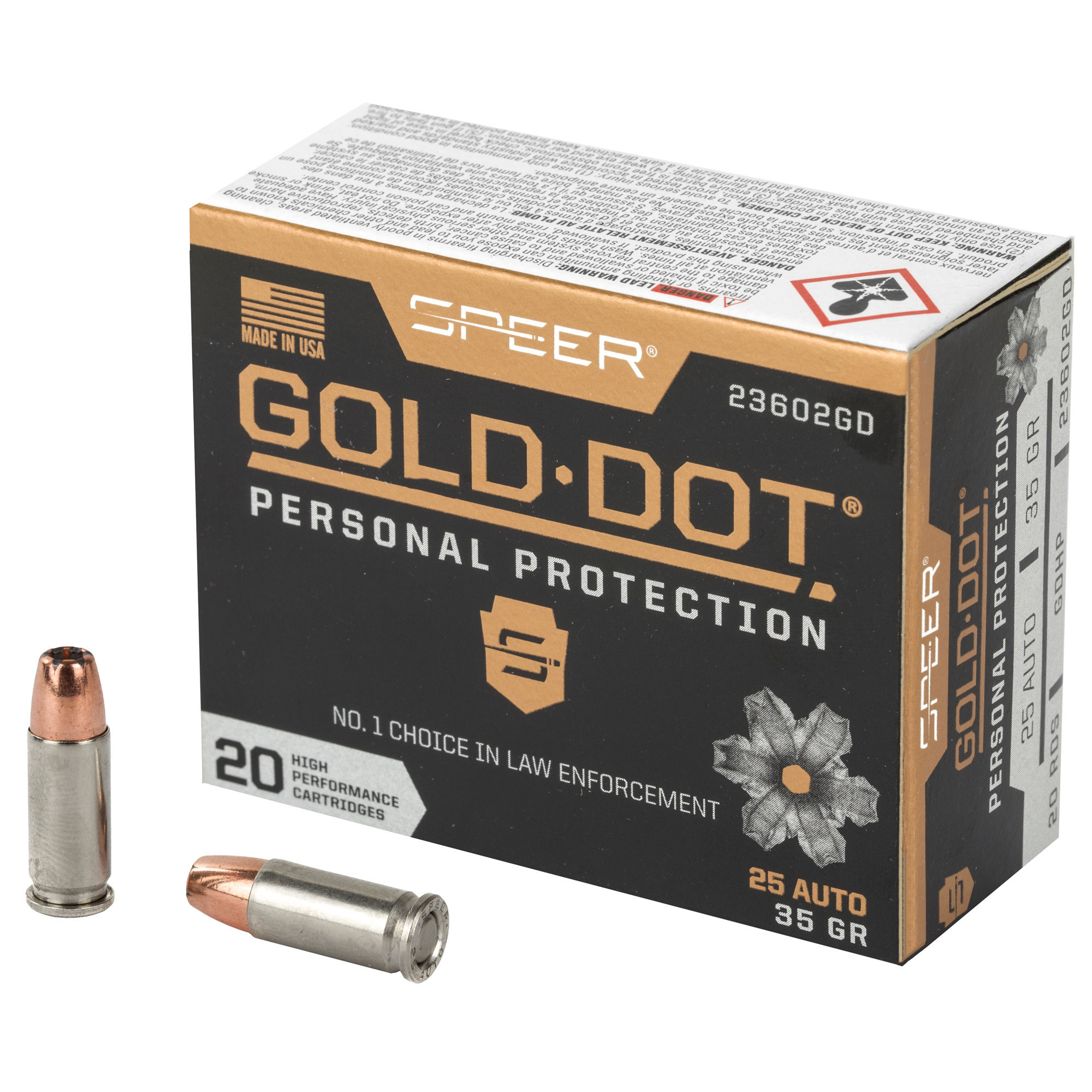 Speer Gold Dot Personal Protection 25ACP 35gr Hollow Point 20RD Box