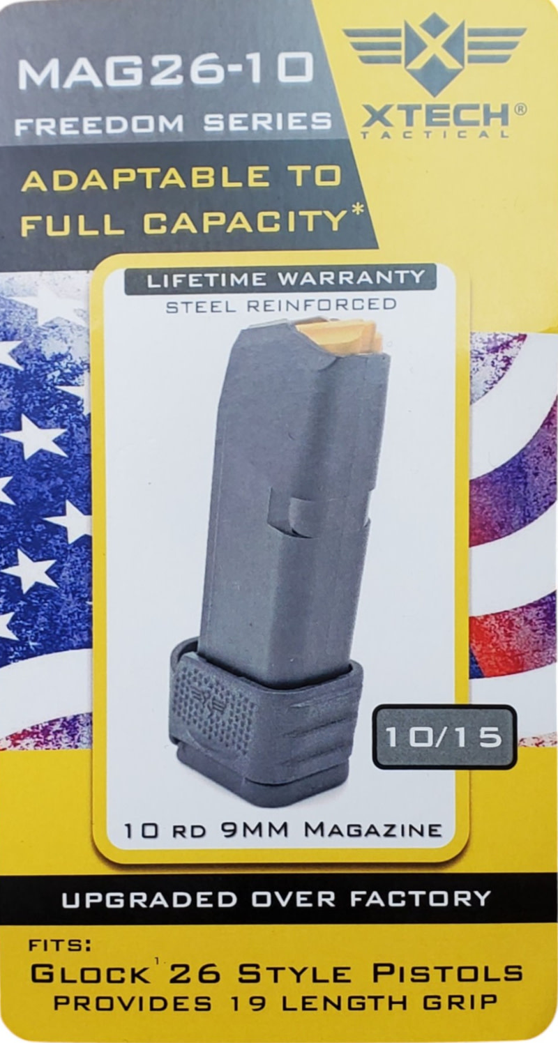 XTech MAG26-10 Freedom Series Glock G26 10RD Magazine (like G19 Grip)