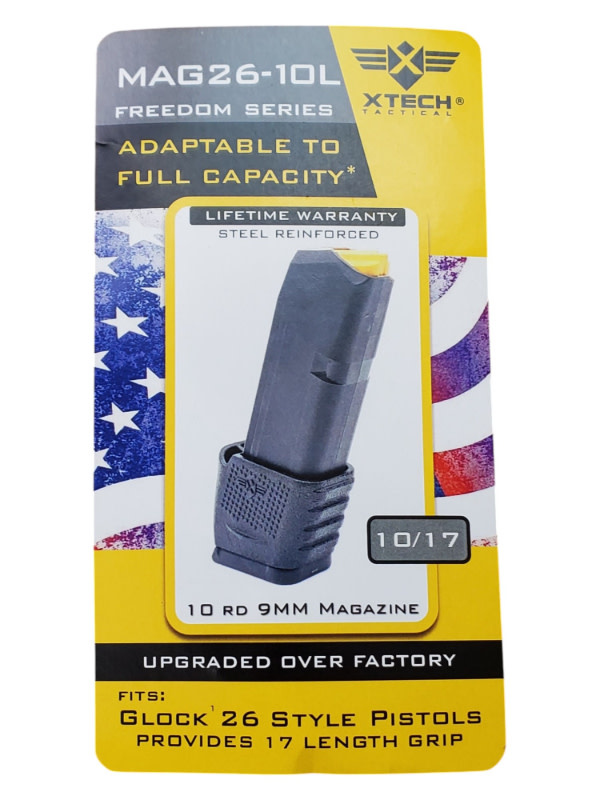XTech MAG26-10 Freedom Series Glock G26 10RD Magazine (like G17 Grip)