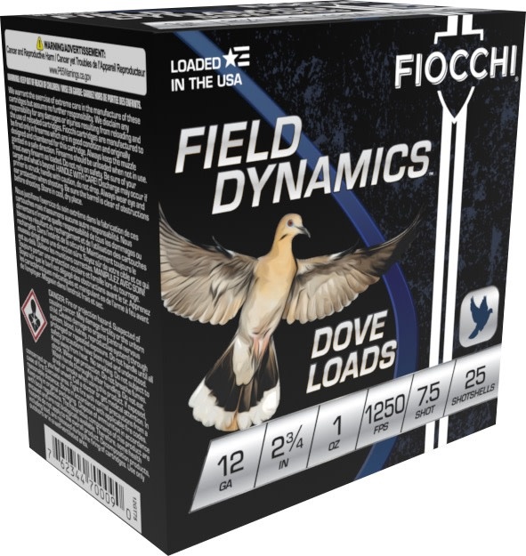 Fiocchi Dove & Quail 12Ga 2.75" 1oz #7.5 Shot 1250FPS 25RD Box