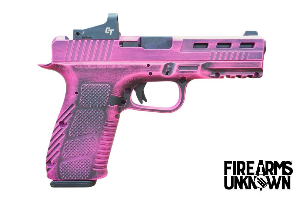 Rock Island STK 100, w/ CT red dot,  Custom Cerakote Distressed Prison Pink 2-17rd Mags, 9mm