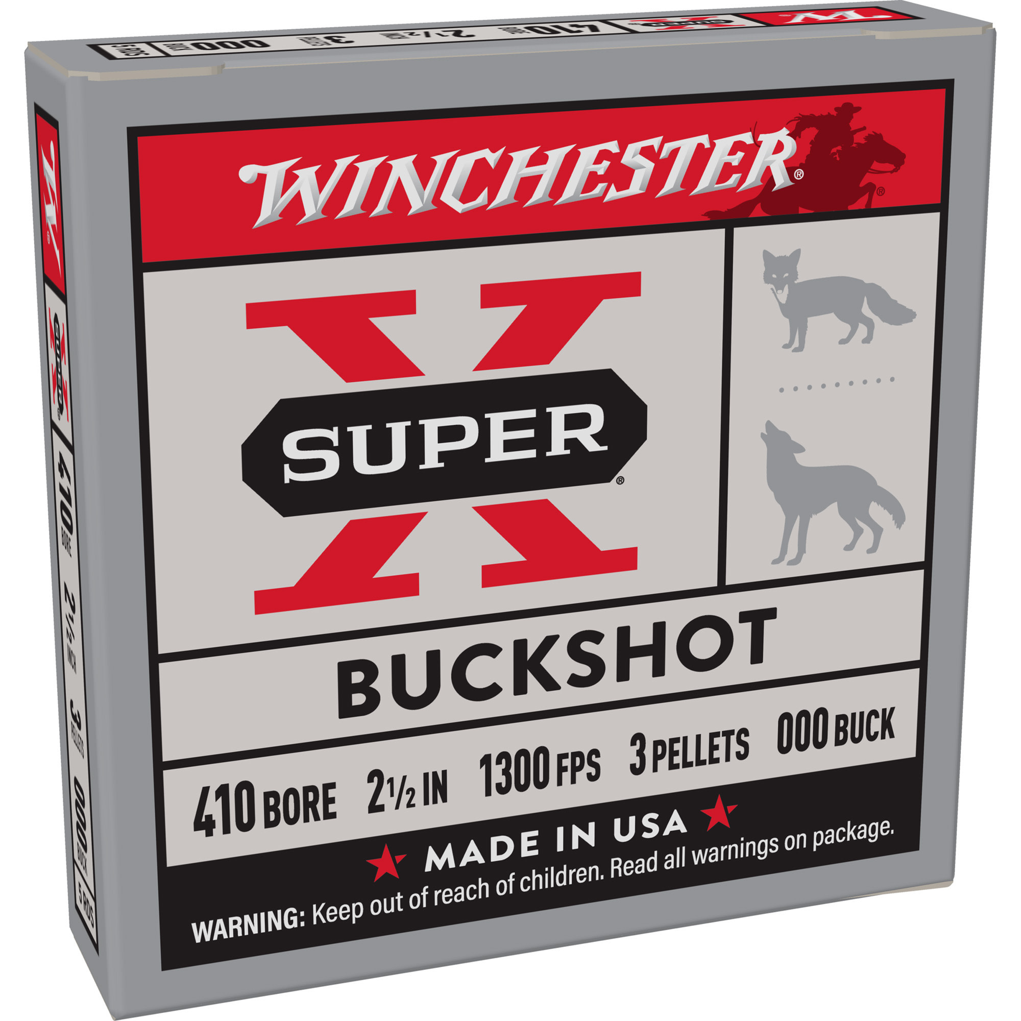Winchester , Super-X, 410 Gauge, 2.5, 000 Buckshot, 3 Pellets 5 RD Box