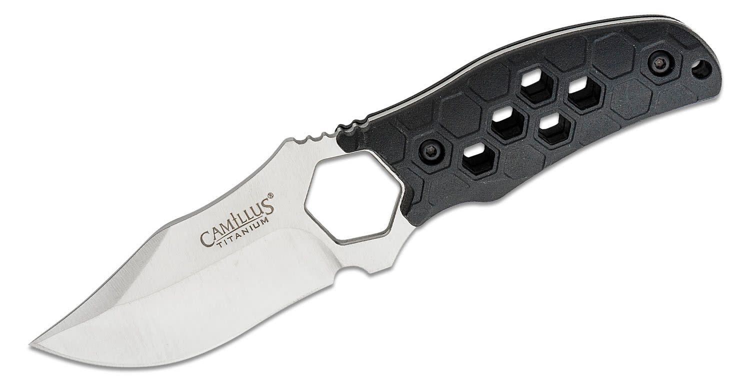 Camillus Comb 3.5" Satin Black Honeycomb Fixed Blade Knife 19489
