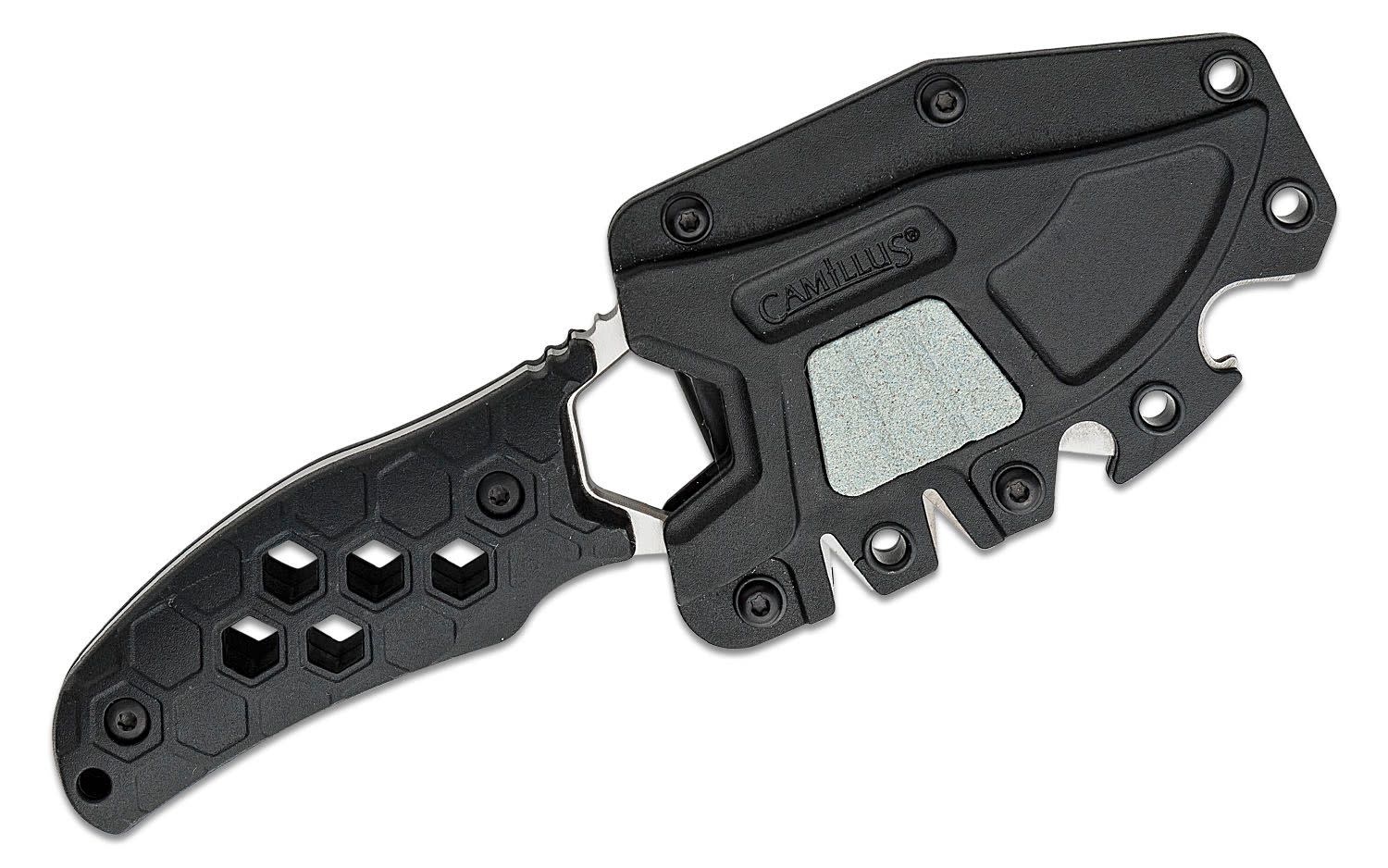 Camillus Comb 3.5" Satin Black Honeycomb Fixed Blade Knife 19489