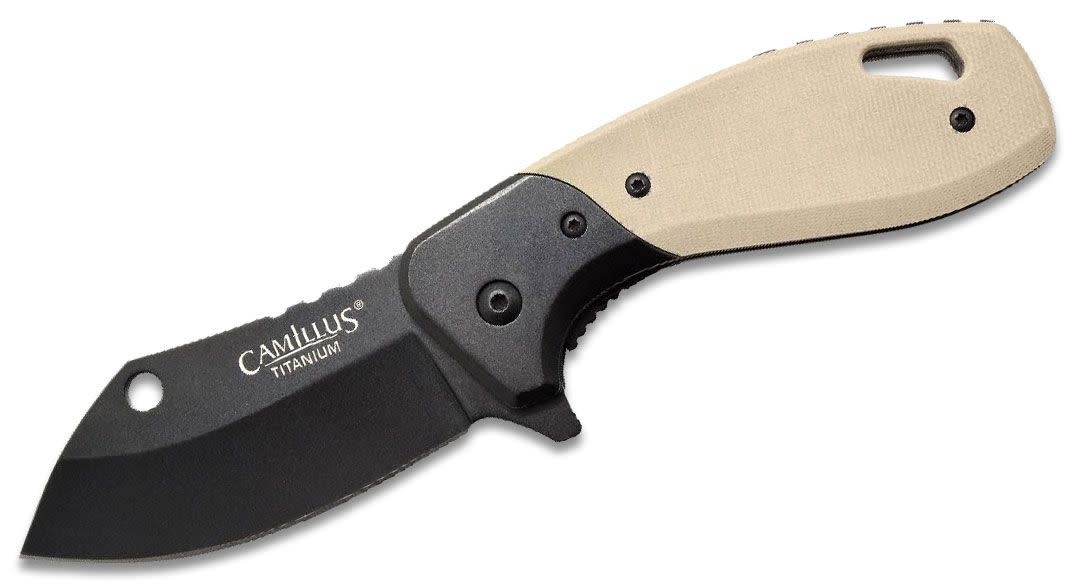 Camillus Chonk 2.75" Tan Sheepsfoot Flipper Knife 19602