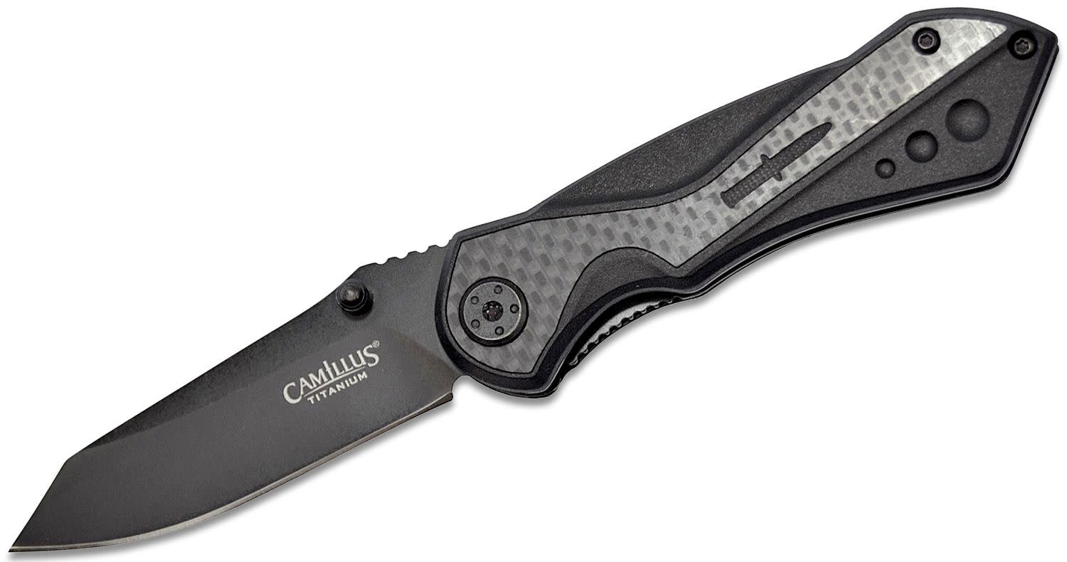 Camillus Machine 3" Black Carbon SS Folding Knife 19812