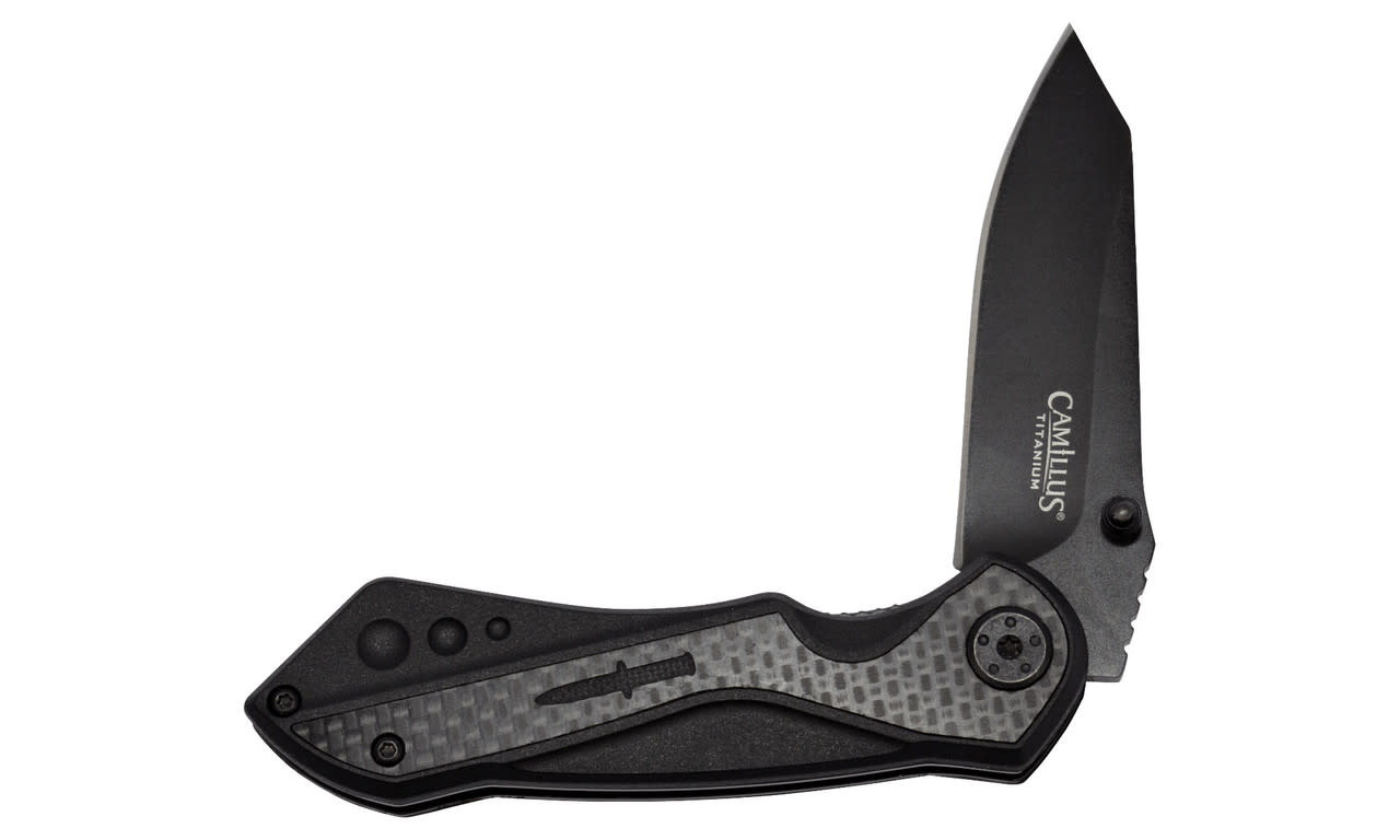 Camillus Machine 3" Black Carbon SS Folding Knife 19812