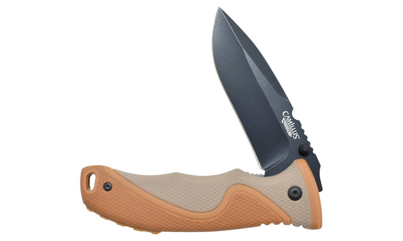 Camillus Inflame 3.25" Beige / Brown SS Folding Knife 19473