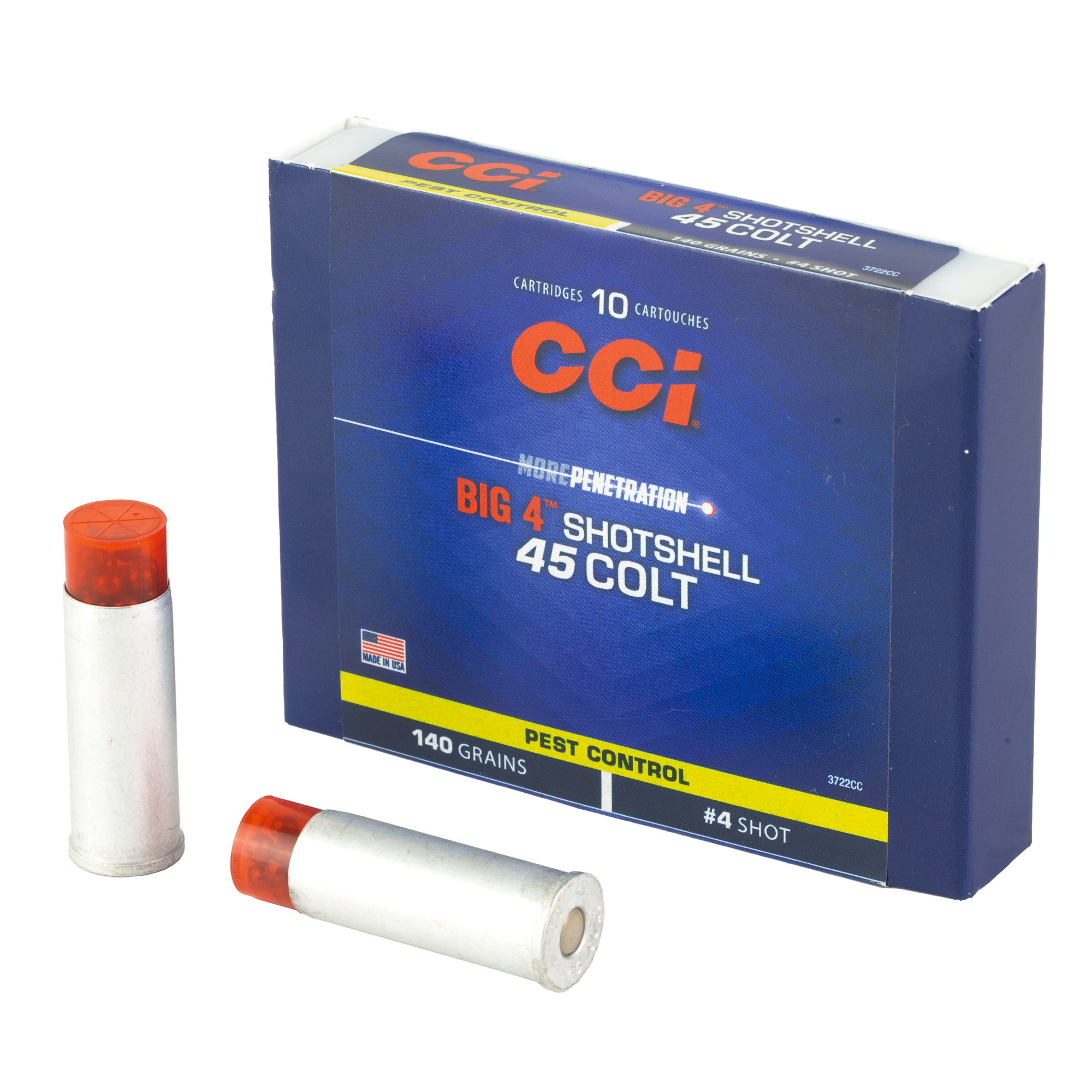 CCI Ammunition, Shotshell, 45LC, Shotshell, #4 Shot Size, 10 Round Box