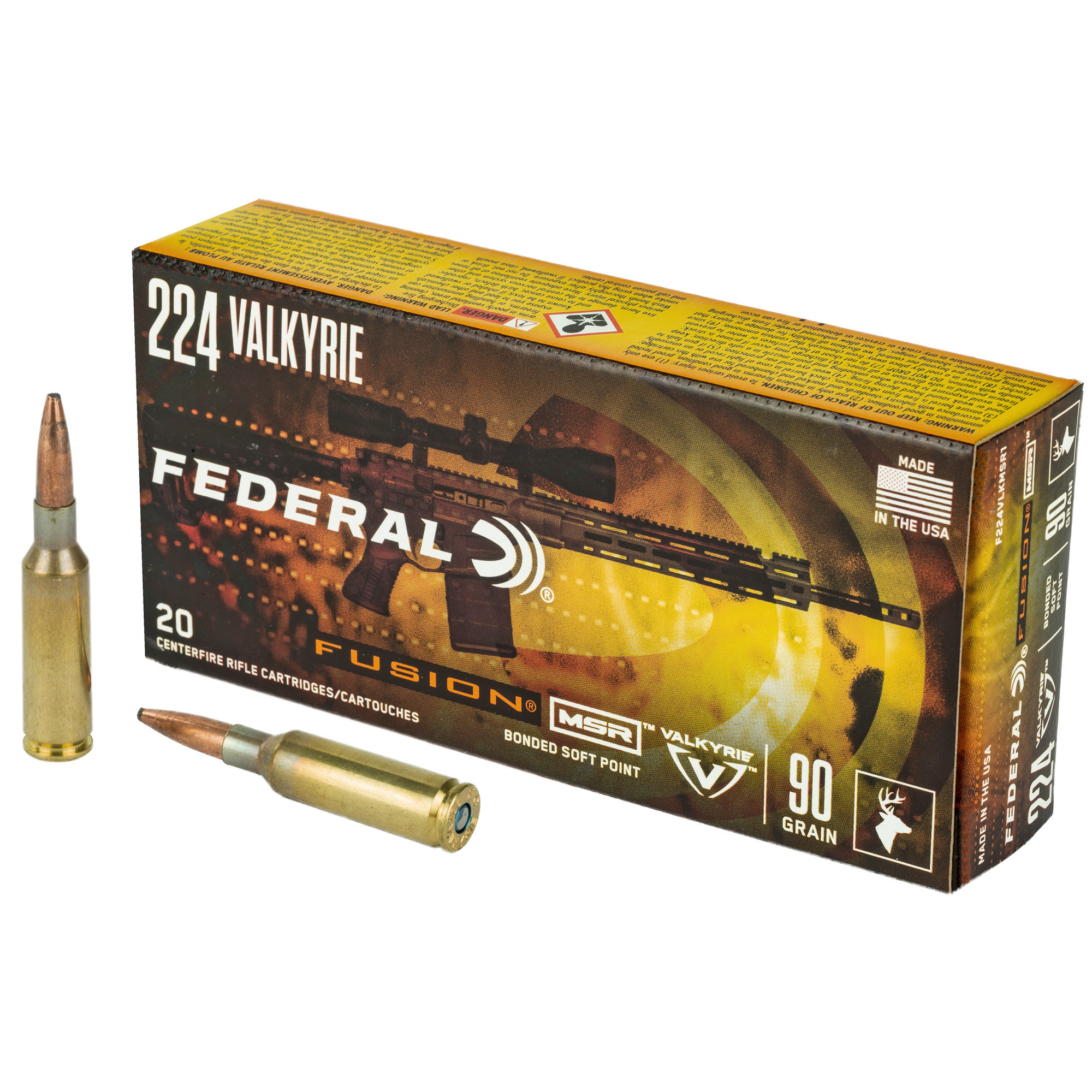 Federal, Fusion, 224 Valkyrie, 90 Grain, Boat tail, 20 Round Box