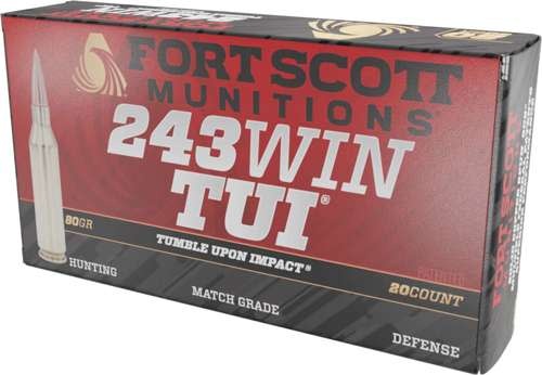 Fort Scott Munitions TUI Brass 243 Win  80 gr 20RD Box