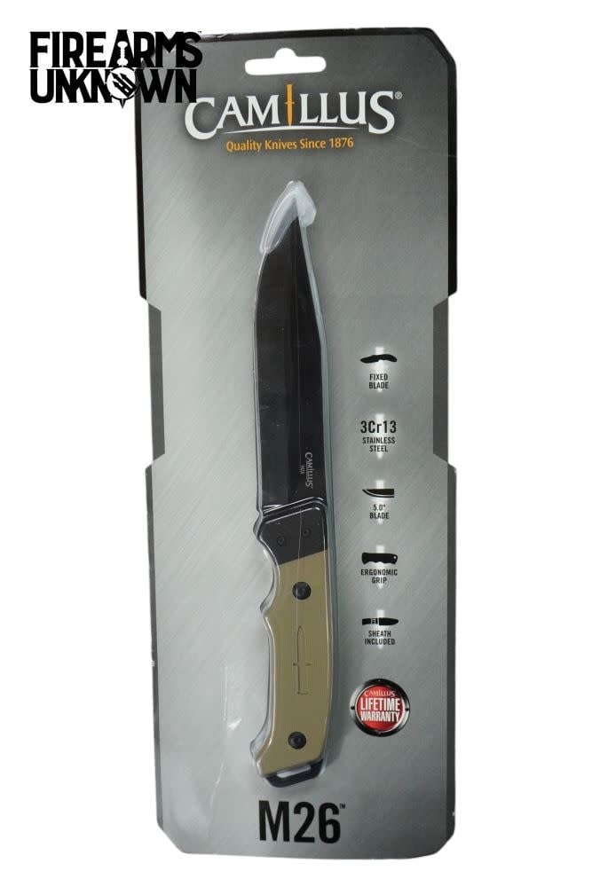 Camillus M26 5.0" Black SS Fixed Blade Knife 19021