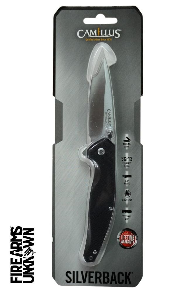 Camillus Silverback 3" Black SS Folding Knife 21012