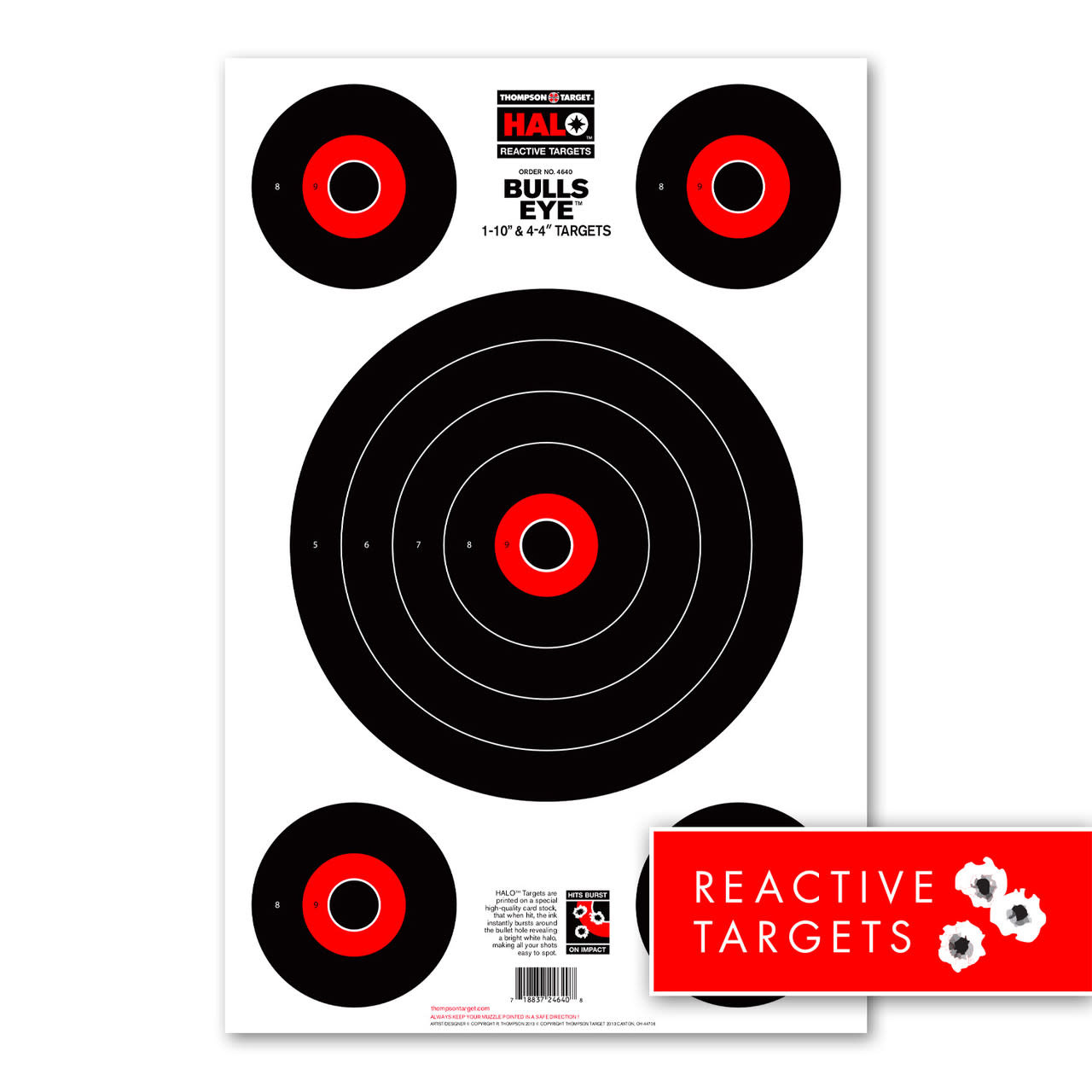 Thompson Target HALO Bullseye 10" & 4" Targets - Reactive Splatter 12.5"x19" 5PK #4640