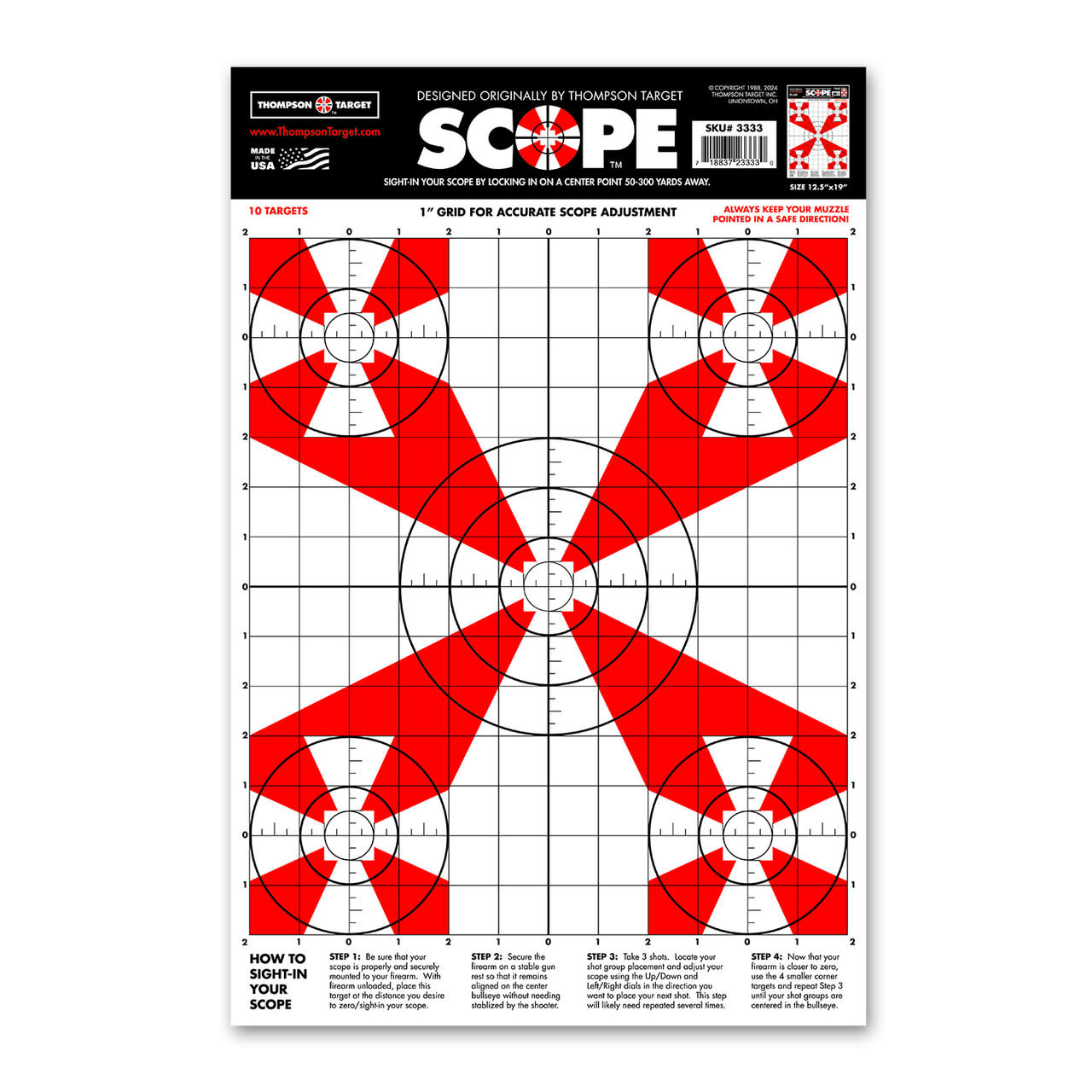 Thompson Target Scope Alignment/Sight-In 12.5"x19" Paper Shooting Targets 10PK #3333