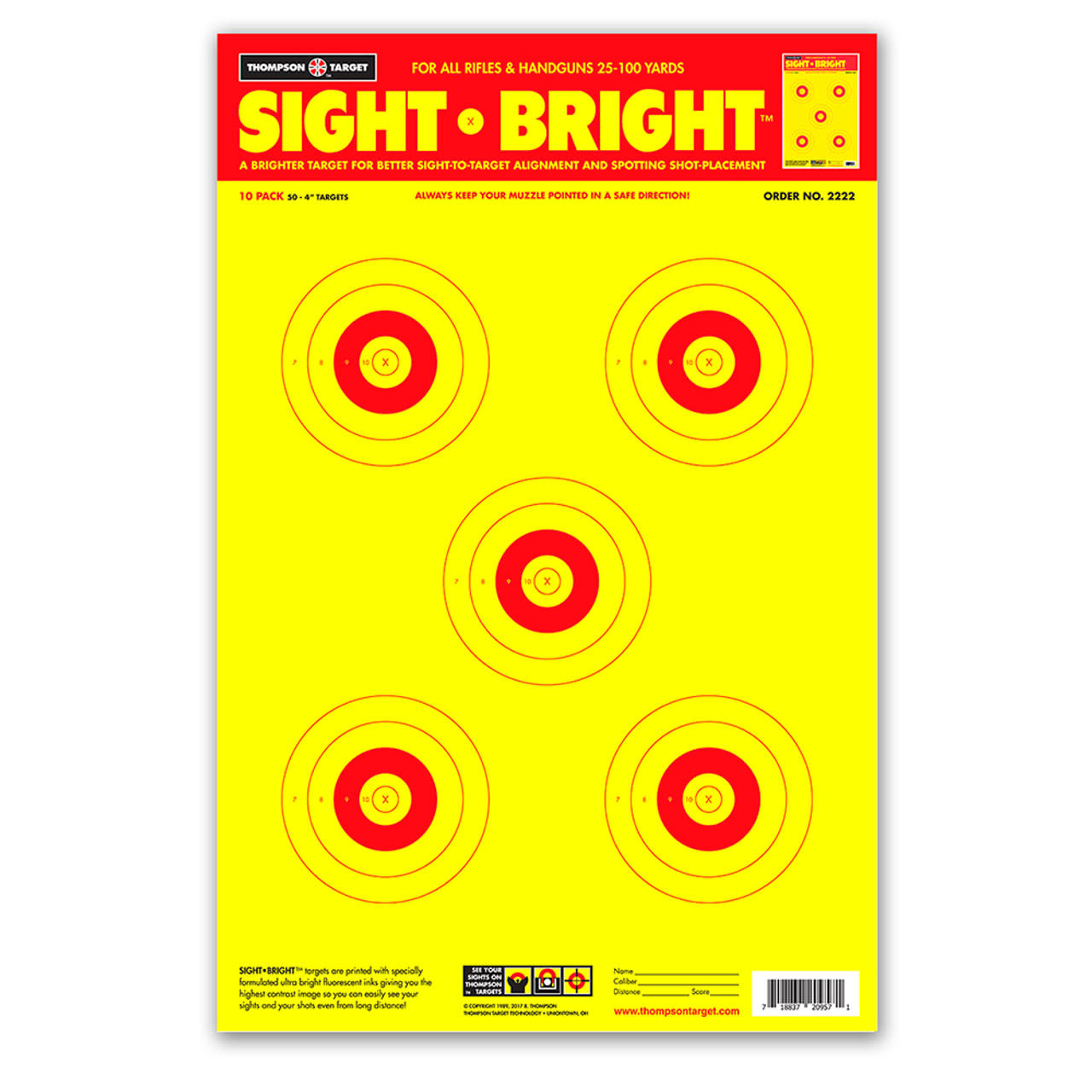 Sight Bright 12.5"x19" Paper Shooting Targets 10PK #2222