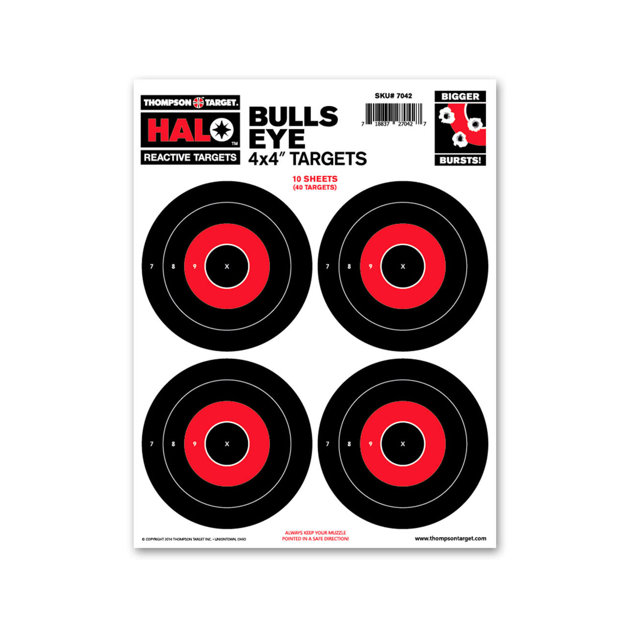 Thompson Target HALO 4x4" Bullseyes 8.5"x11" Reactive Splatter Targets 10PK #7042