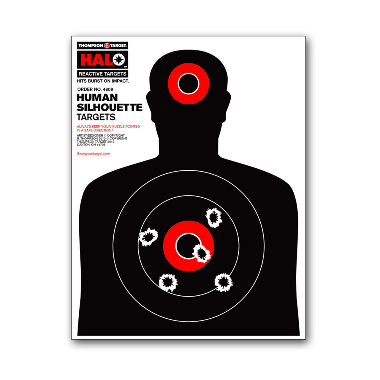 Thompson Target Human Silhouette Targets - HALO Reactive Splatter 8.5"x11" 10PK #4609