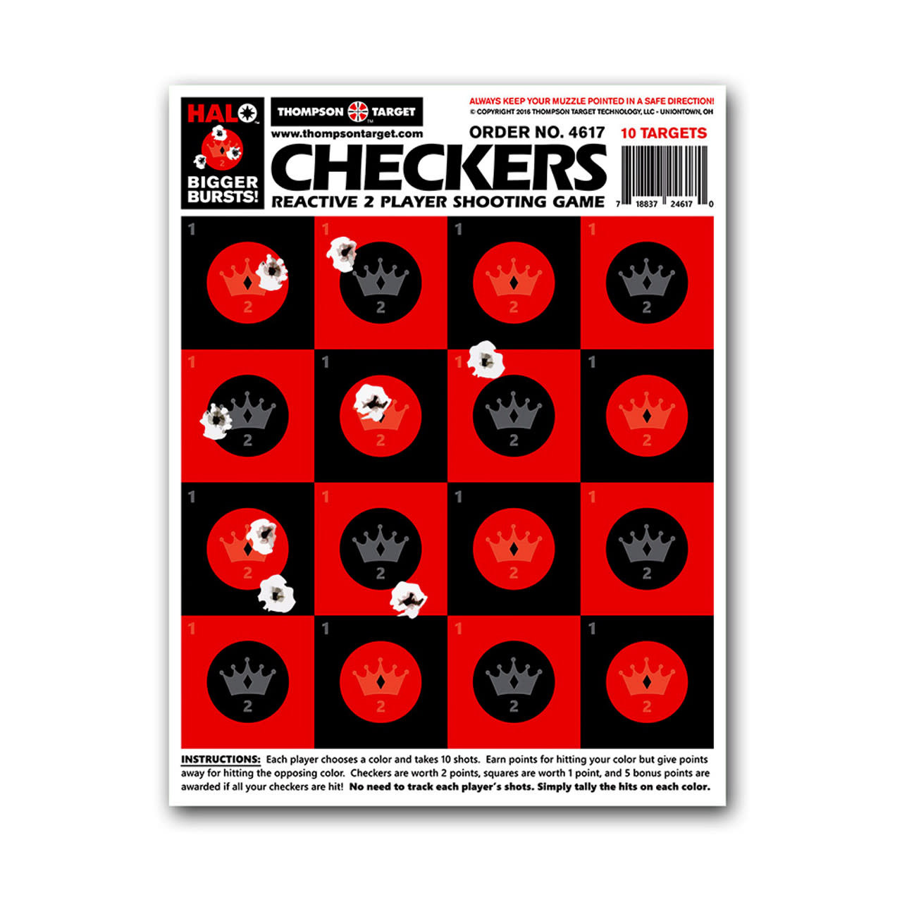 Thompson Target HALO Checkers Shooting Game Targets - Reactive Splatter 8.5"x11" 10PK #4617