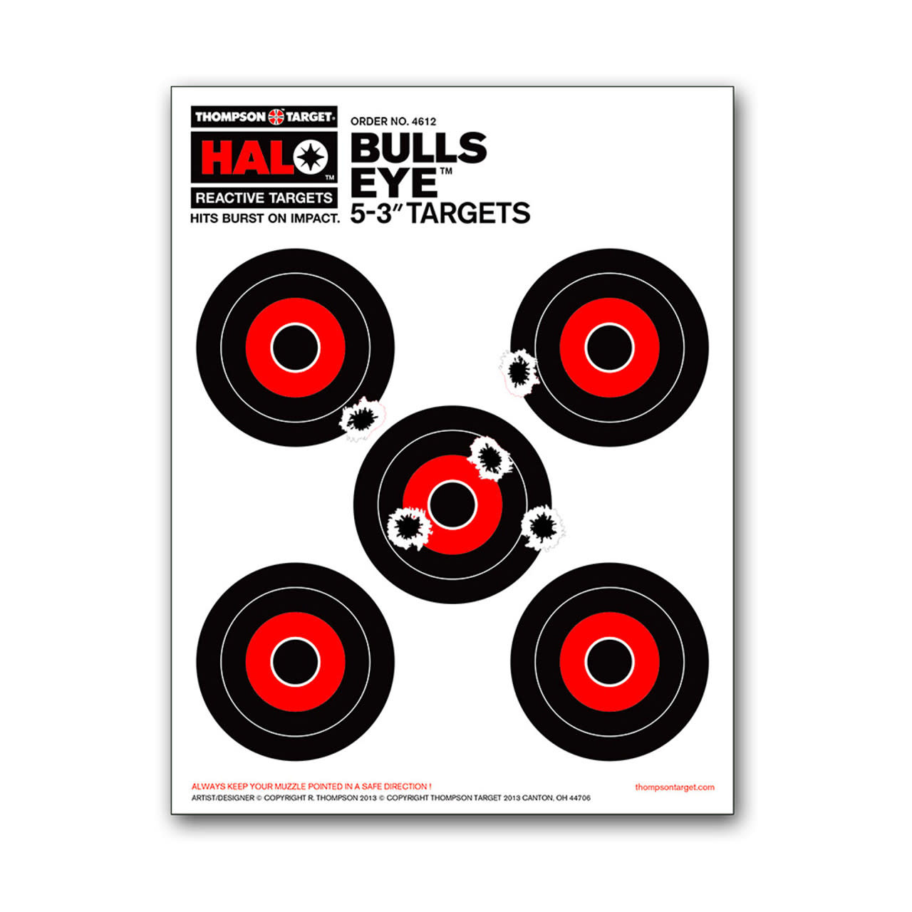 Thompson Target HALO Bullseye 3" Reactive Splatter 8.5"x11" Targets 10PK #4612