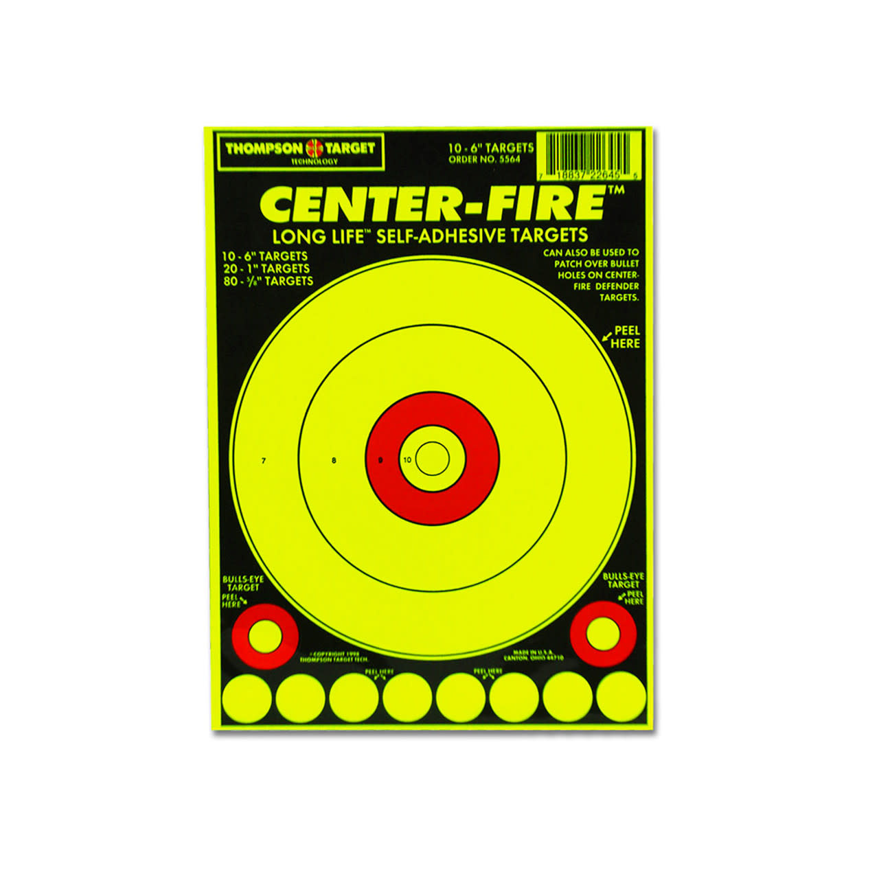 Thompson Target Center-Fire 6.5"x9" Adhesive Peel & Stick Targets 10PK #5564