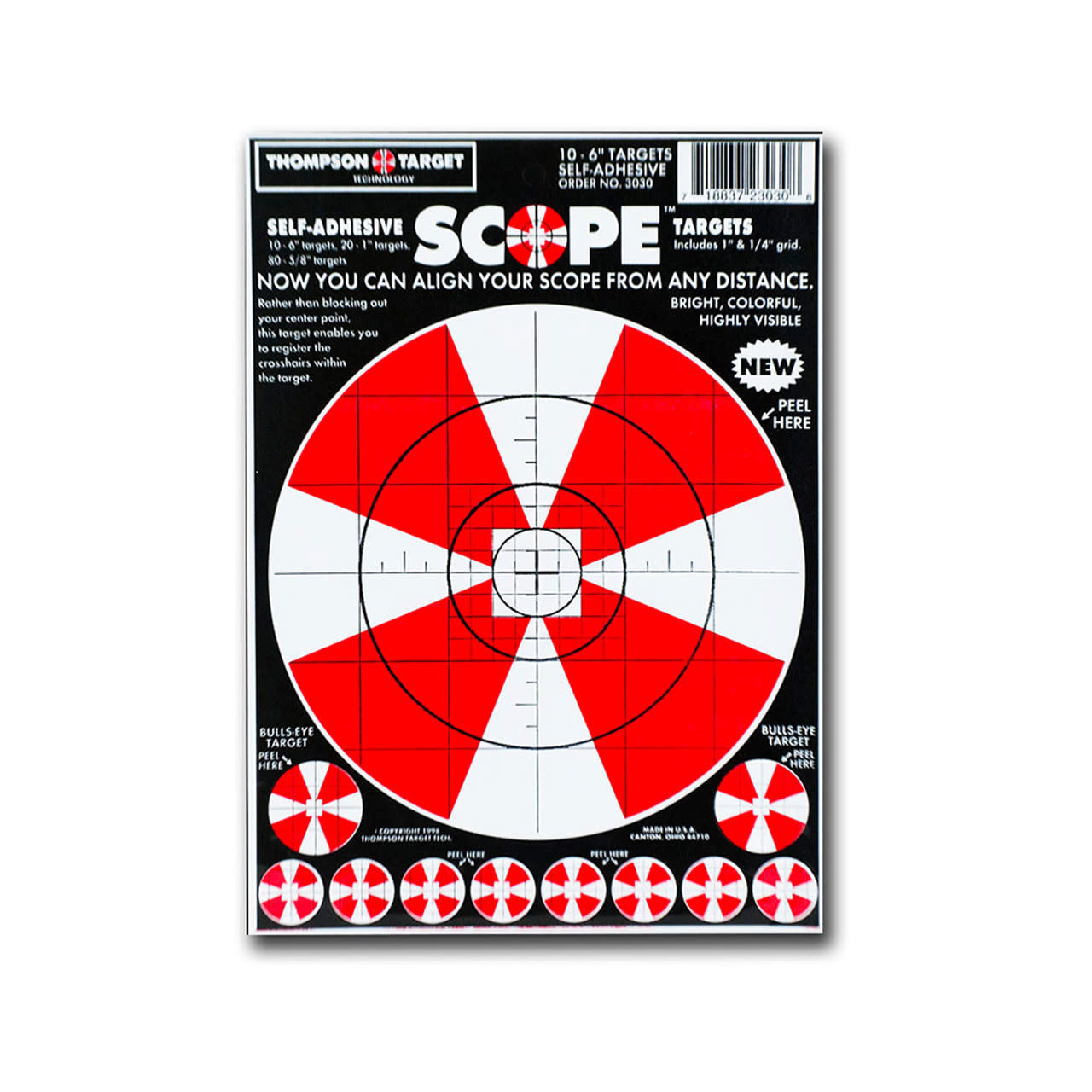 Thompson Target Scope Alignment 6"x9" Adhesive Peel & Stick Targets 10PK #3030