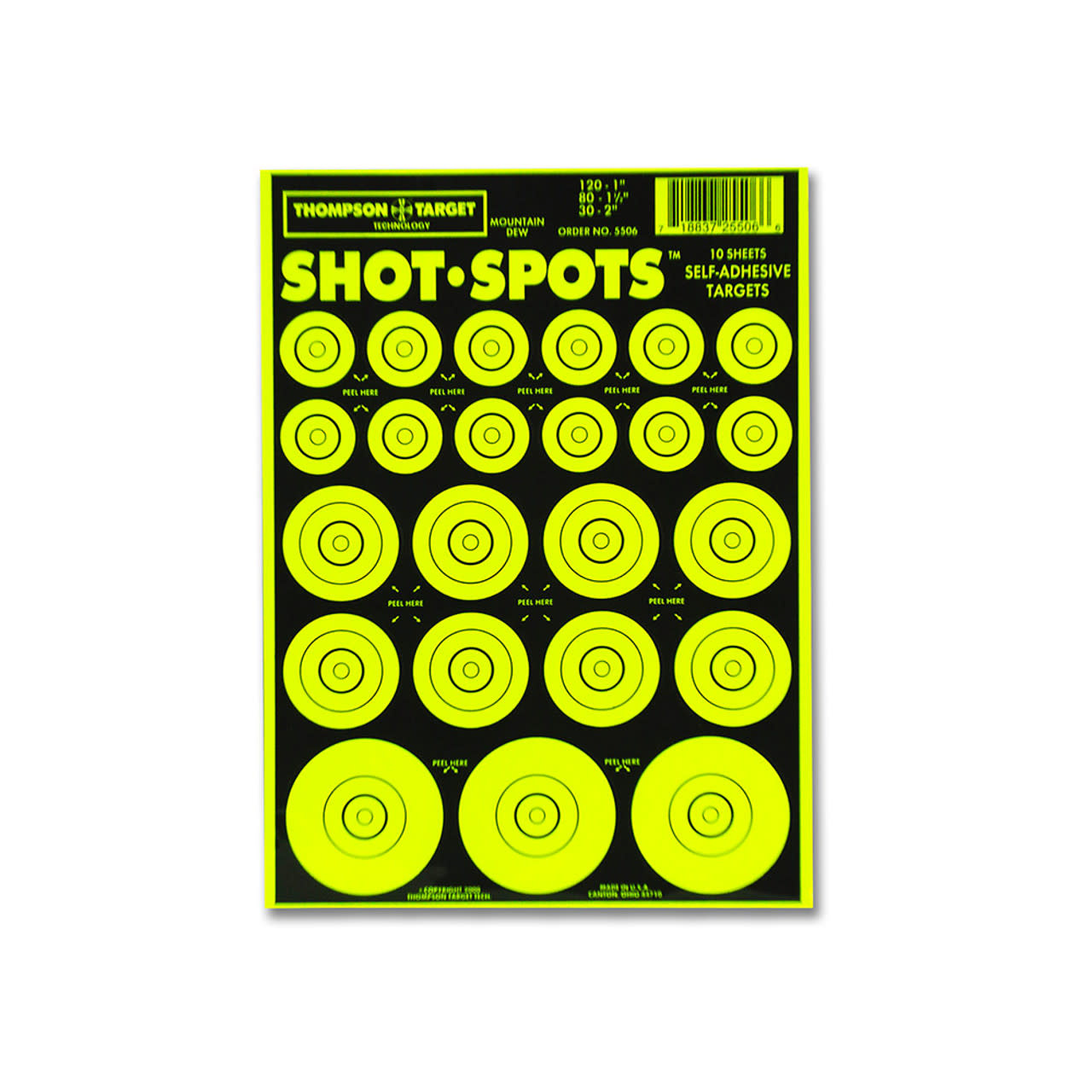 Thompson Target Shot Spots Green 6.5"x9" Adhesive Target Paster Bullseyes 10PK #5506