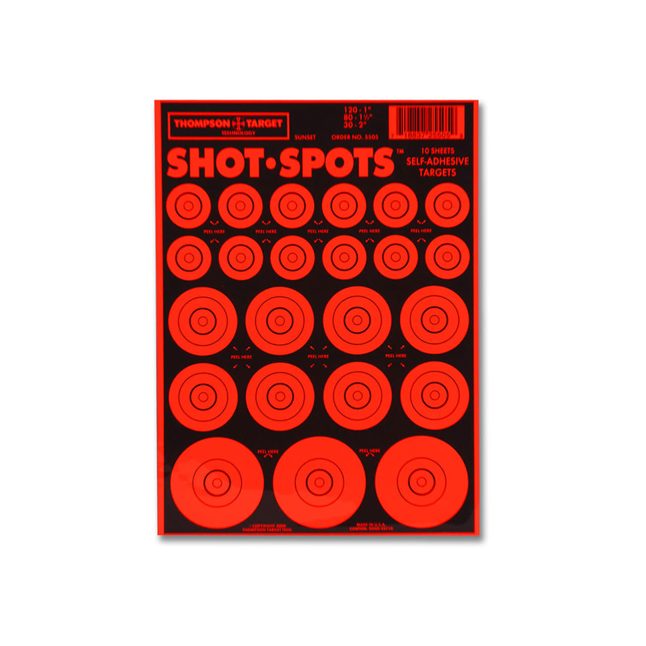 Thompson Target  Shot Spots Orange 6.5"x9" Adhesive Target Paster Bullseyes
