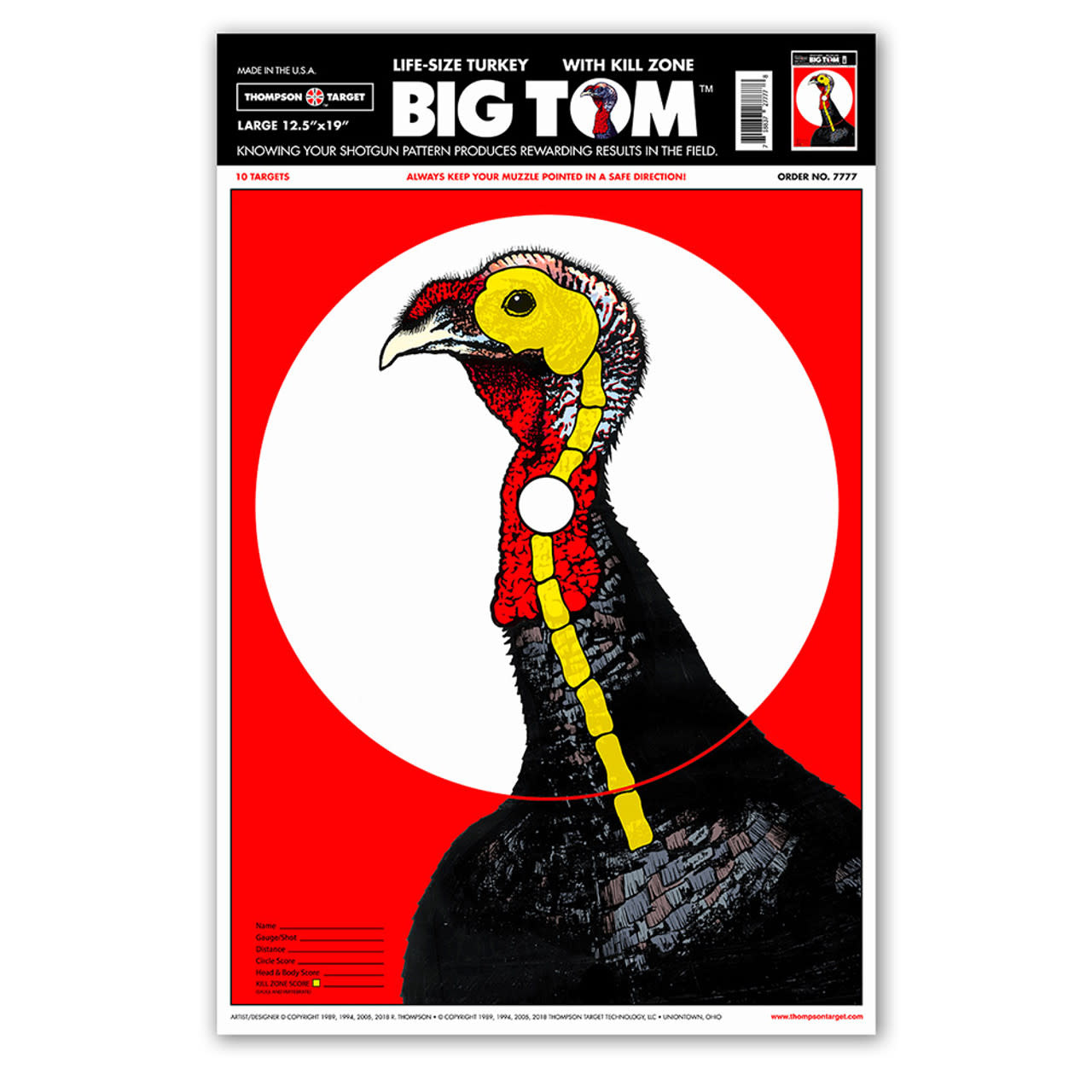 Thompson Target Life-Size Turkey Paper Hunting Targets - 12.5"x19" 10PK #7777