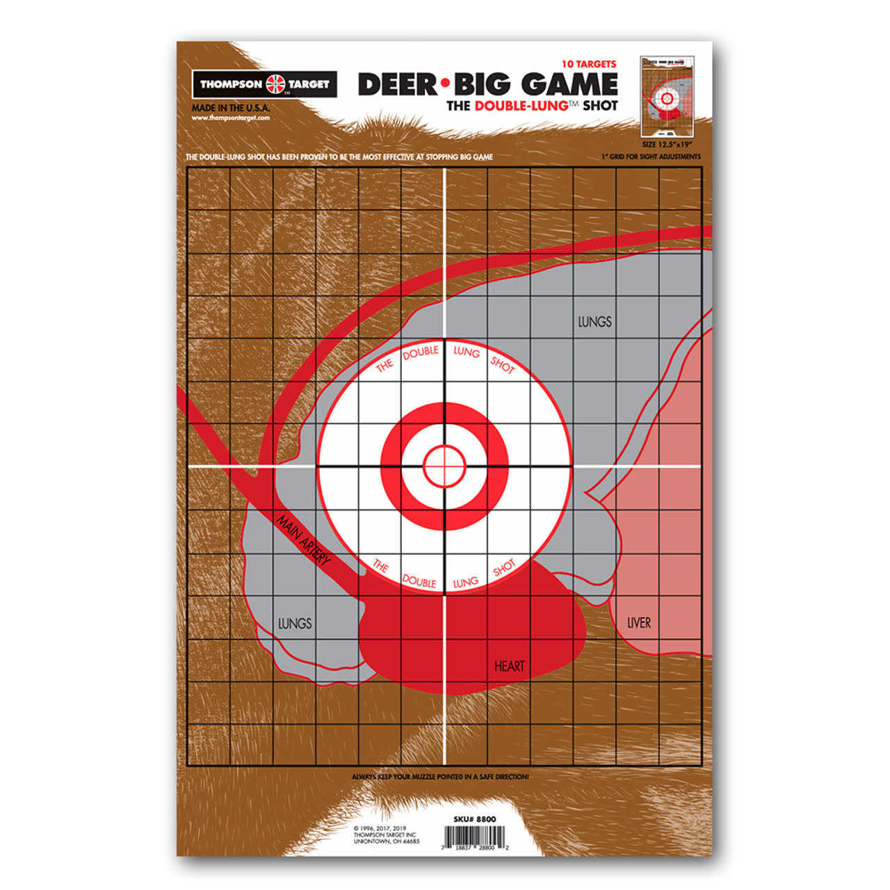 Thompson Target Life-Size Deer Vitals Targets for Hunting & Shooting - 12.5"x19" Paper