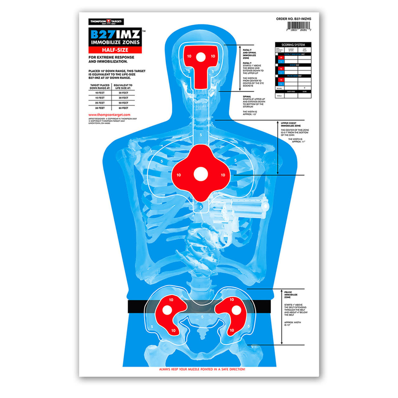 Thompson Target B27-IMZ Half-Size 12.5"x19" Silhouette Targets 10PK #0281