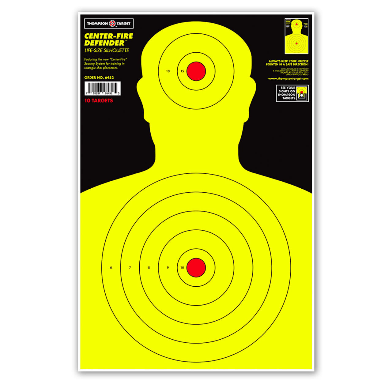Thompson Target Center-Fire Life Size 12.5"x19" Silhouette Targets 10PK #6452