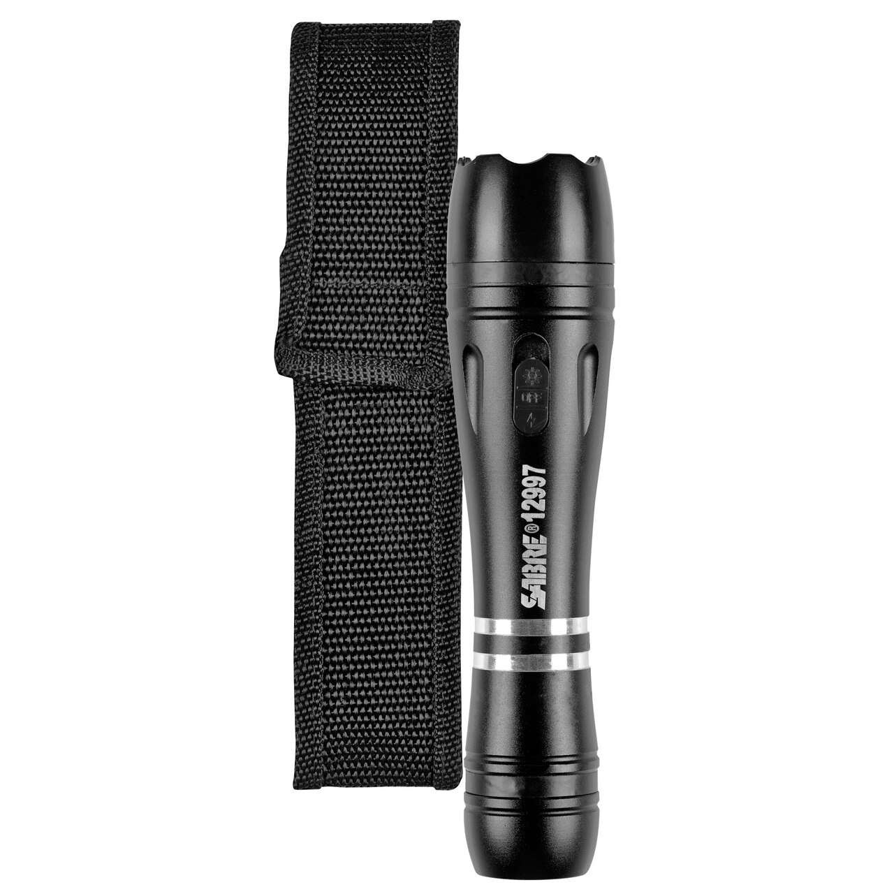 Sabre, 2.517 uC Stun Gun with Flashlight and Holster, Black Finish
