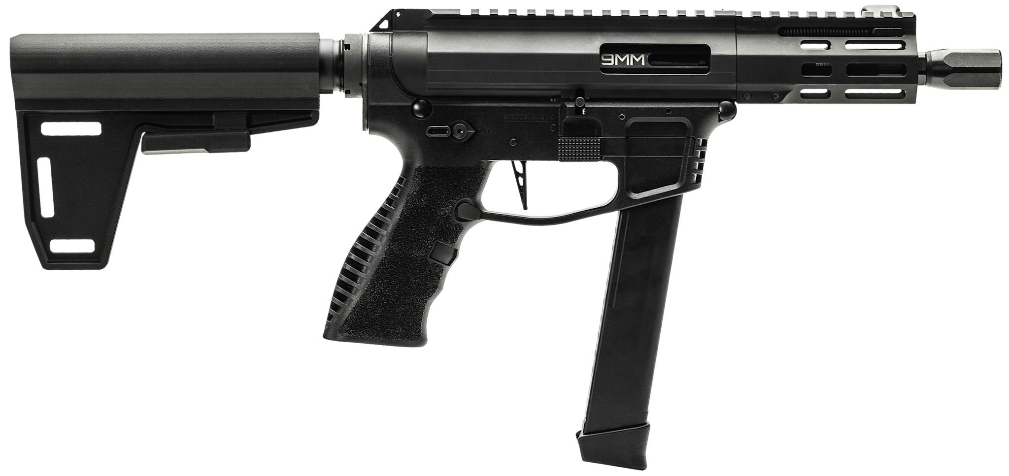 Gforce Arms Jawbone 9mm, 33rnd, 5" Black, Braced Pistol