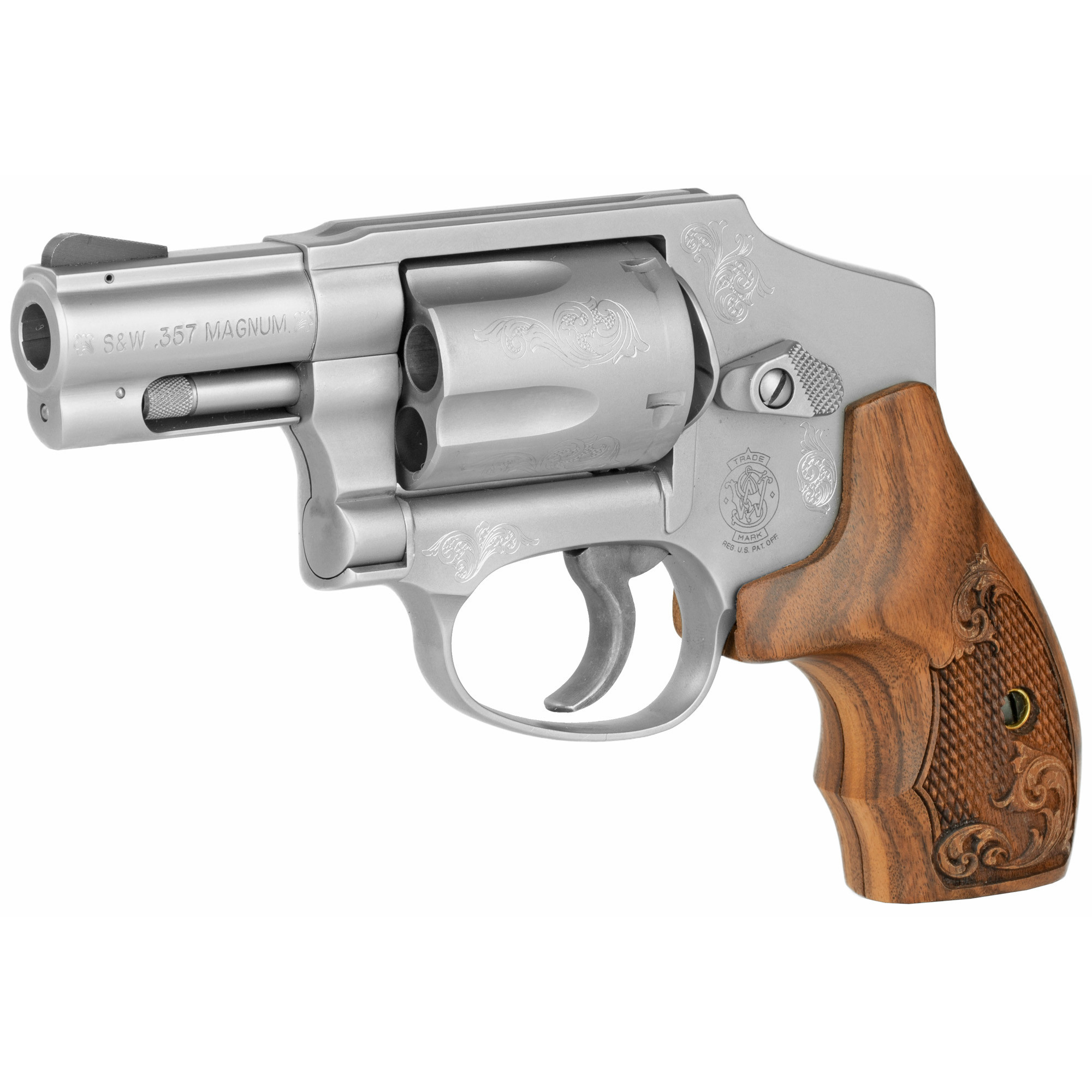 Smith & Wesson Model 640 Engraved DOA Revolver J-Frame 357 Magnum 2.125" Barrel Wooden Display Box (CA COMP)