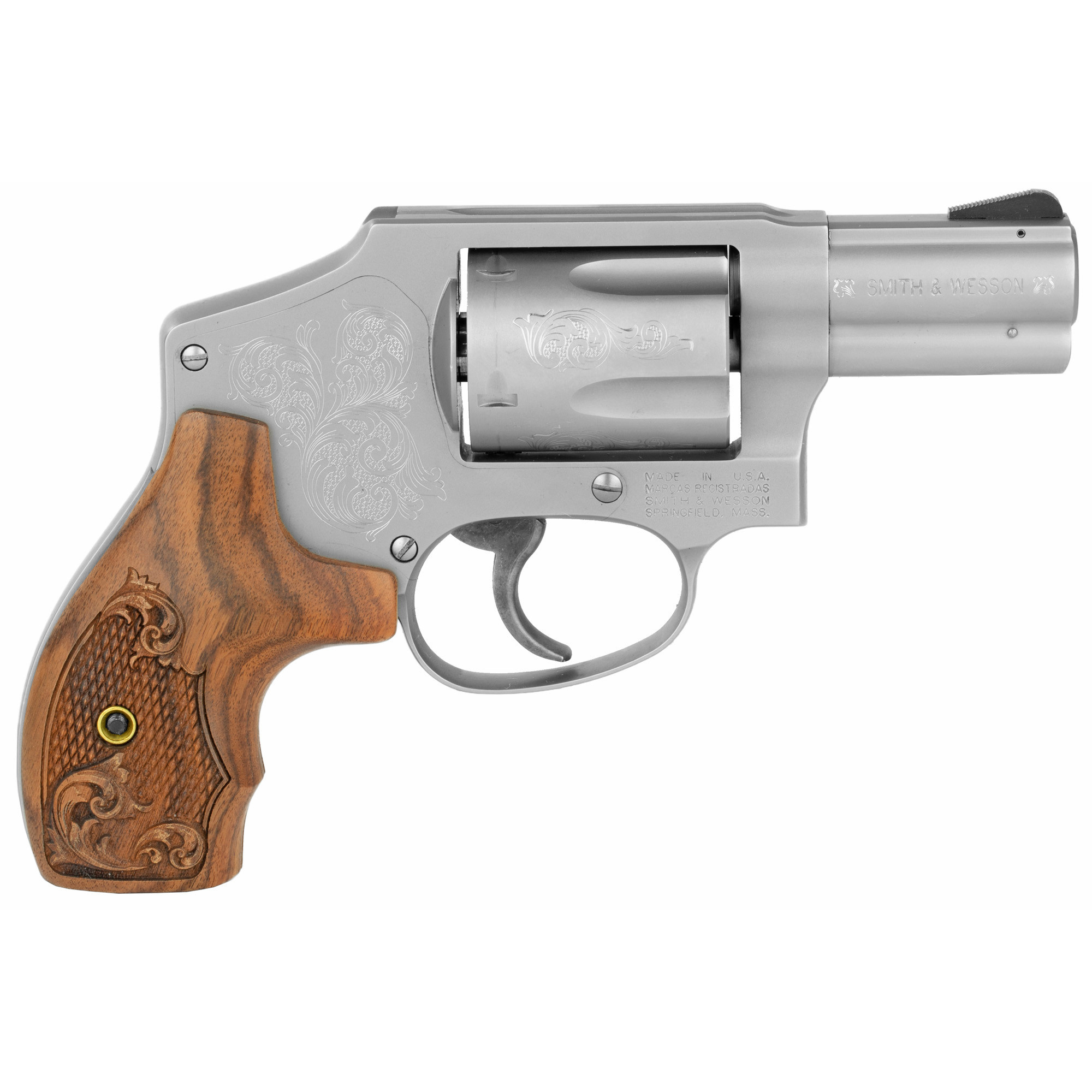 Smith & Wesson Model 640 Engraved DOA Revolver J-Frame 357 Magnum 2.125" Barrel Wooden Display Box (CA COMP)