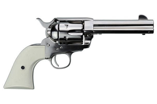 Pietta 1873 Gunfighter .357 Mag 4.75" Nickel/ White 6RD SA Revolver (CA Comp)